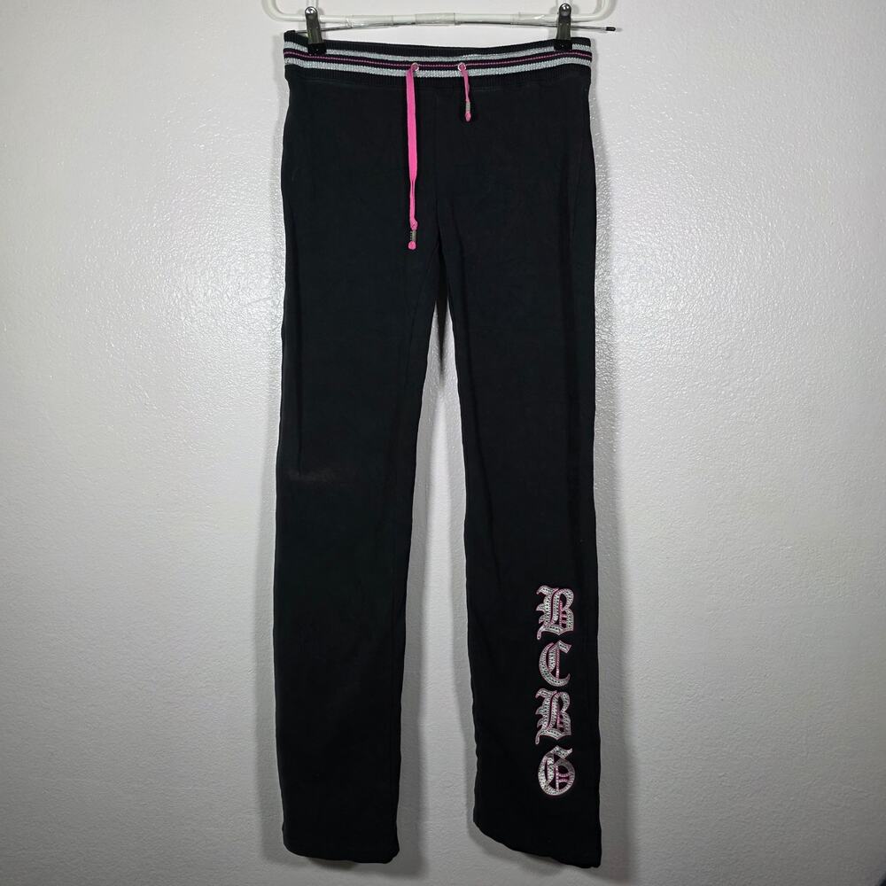 BCBGMAXAZRIA Y2K Black Pink Track Pants Women's S